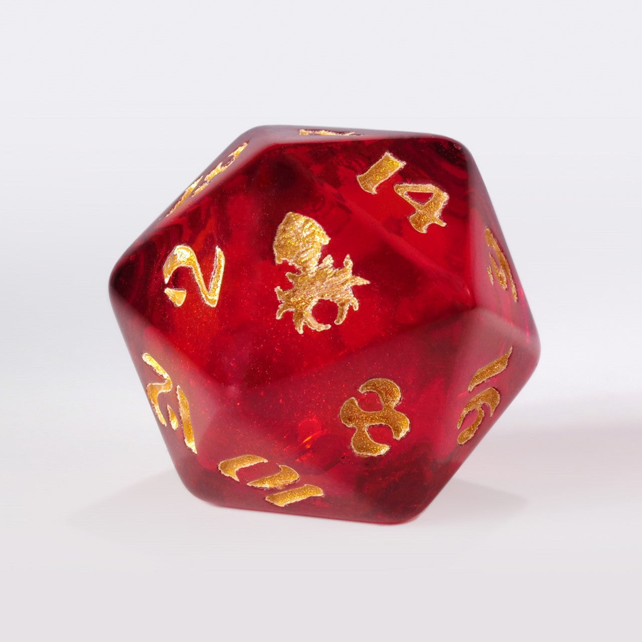 Dark Red Liquid Core with Gold Ink Single D20
